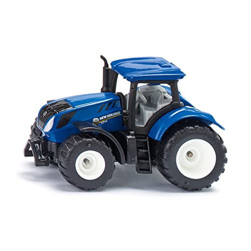 siku 1091, Tractor New Holland T7.315, Metal/Plástico, Azul, Cabina desmontable y enganche para remolque