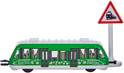 siku 1603, Tren de cercanías con cinta adhesiva y señales de tráfico, Metal/Plástico, Multicolor, Vía férrea 5 m