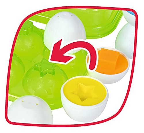 Simba 104010179 - Clasificador de moldes de Huevos ABC, 6 Huevos con Formas Coloridas para Descubrir, clasificar, Juguete para bebé, 7 cm, a Partir de 12 Meses