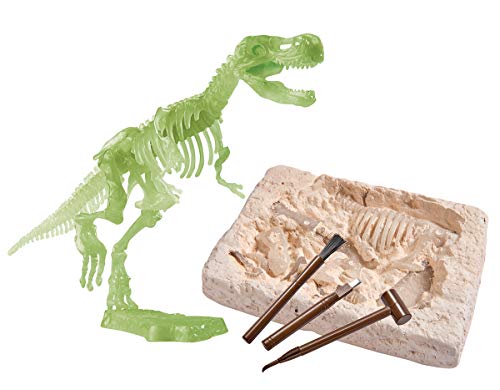 Simba 104342403 Gloe in The Dark T-Rex - Juego de excavación y Esqueleto para cavar y unir (Incluye Herramientas)