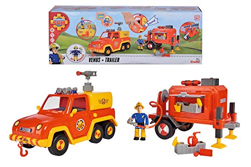 Simba Fireman Feuerwehrmann Sam el Bombero Venus con Colgante y Figura, Color Rojo y Amarillo, 0 (109251086)