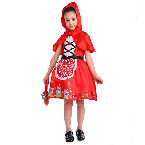 Sincere Party - Disfraz de Caperucita Roja con vestido con capa y cesta para niñas pequeñas