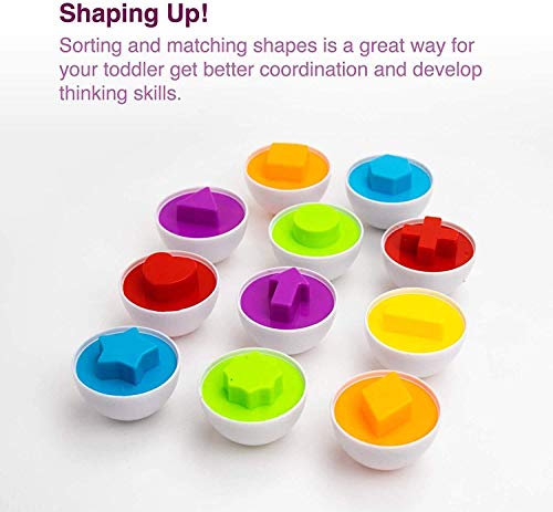 Sipobuy Juguetes Geométricos Educativos De Siposhop, Juego De 12 Huevos De Reconocimiento De Clasificación De Forma De Color para Niños Pequeños, Niños Y Niñas (Shape)