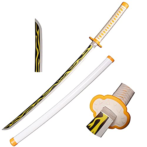 Skyward Blade Espada de Anime Cosplay de madera, Agatsuma Zenitsu Samurai Spada, juguetes para niños, Fan de los Anime, The Special Cuchillo of Demon Slayer Amarillo Cuchillo Katana 40 in