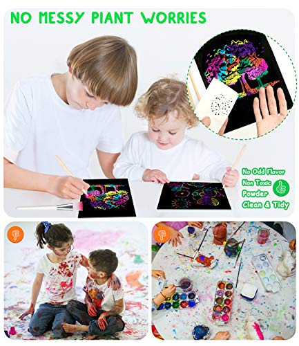 Smarkids Papel de Rascar para Niños, 143 Hojas de Rascar Colores con Lápiz de Madera, Manualidades para Niños, Regalo Creativo Kit de Manualidades de Papel de Arte de Rascar para Niños