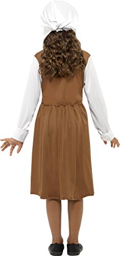 Smiffy's-44015L Miffy Disfraz de niña Tudor, con Vestido, Gorro y Delantal Falso, Color marrón, L-Edad 10-12 años (44015L)