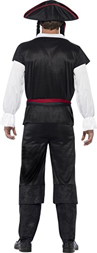 Smiffys 45492L Disfraz De Capitán Pirata Con Parte De Arriba Y Pantalón Corbata, Negro, L
