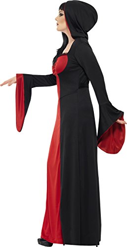 Smiffy's Smiffys-40077L Disfraz de vampiresa siniestra con Vestido Largo con Capucha, Color Rojo, L-EU Tamaño 44-46 40077L