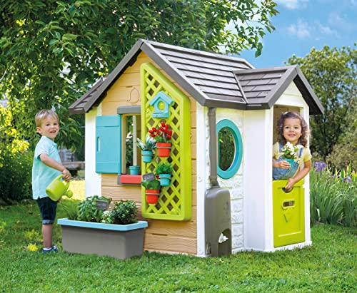 Smoby - Casita Infantil Tematizada Garden House con Múltiples Accesorios, para Niños a partir de 2 Años - 128.5 x 132 x 135 cm