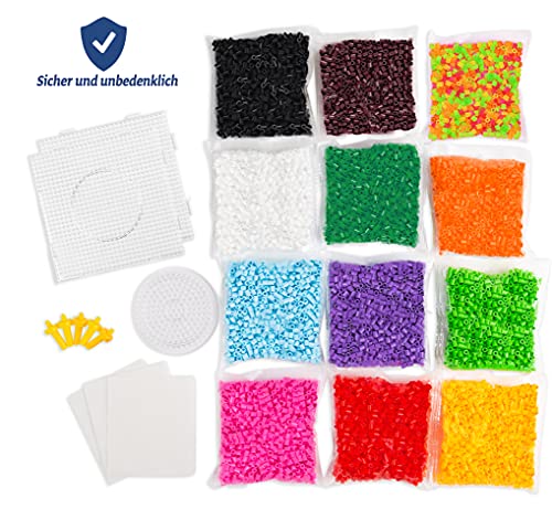 Smowo® Mega Juego de Cuentas Beads con 10.000 Cuentas - 15 Colores - Incluye Placas y Accesorios – Cuentas para Planchar