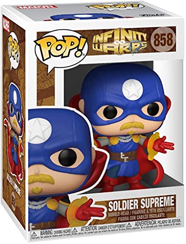 Soldado Supreme Pop #858 Marvel Infinity Warps: figura de vinilo (incluye funda protectora Ecotek Pop Box)