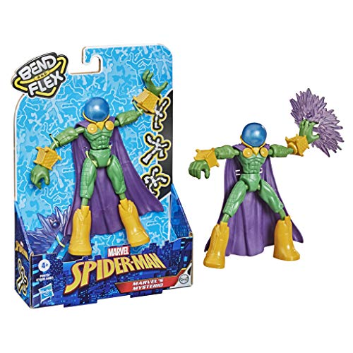 Spider-Man Figura de acción de Mysterio de Marvel Bend and Flex, Juguete Flexible de 15 cm, Incluye Accesorio, a Partir de 4 años