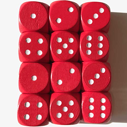 Spieltz Dados de madera estándar para juegos de mesa, 16 mm, fabricados en Alemania (12 dados, color rojo con ojos blancos)