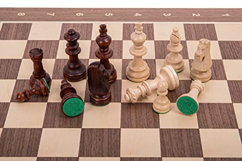 Square - Profesional Ajedrez de Madera Nº 5 - Nogal - Tablero de ajedrez + Figuras - Staunton 5