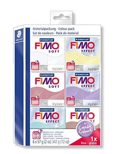 Staedtler 8023-25. Pasta para modelar FIMO Soft. 6 pastillas de colores 57 gramos. Pack Colores Caramelo.