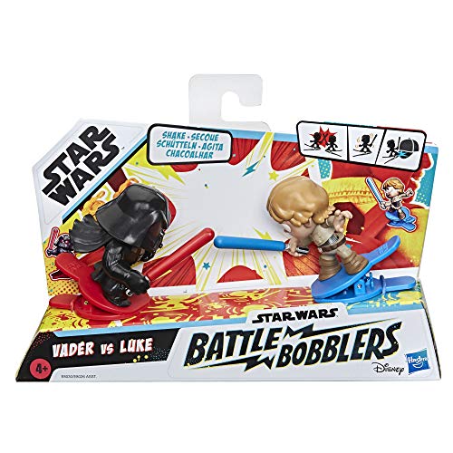 Star Wars Battle Bobblers Darth Vader vs Luke Skywalker Figura de acción de Batalla Recortable Paquete de 2, Juguetes para niños a Partir de 4 años (Hasbro E8030)