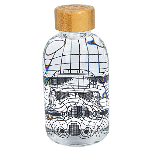 Star Wars | Botella De Agua De Cristal De Borosilicato Reutilizable - 620 ml - Botella De Agua De Vidrio con Tapón Hermético
