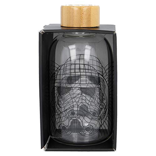 Star Wars | Botella De Agua De Cristal De Borosilicato Reutilizable - 620 ml - Botella De Agua De Vidrio con Tapón Hermético