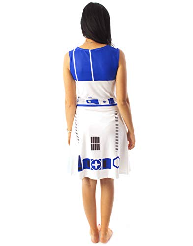 Star Wars R2D2 Disfraz Vestido Mujer Mujer Cosplay Droid Ropa Blanca XXL