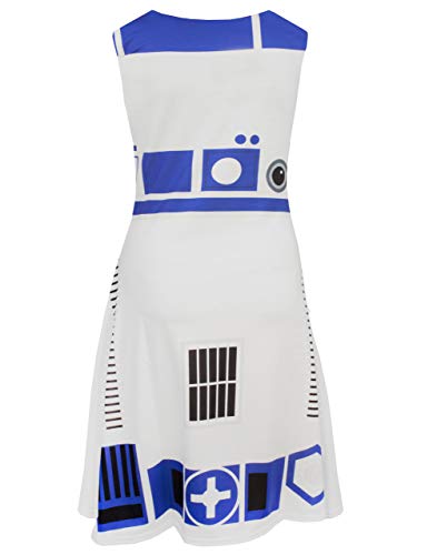 Star Wars R2D2 Disfraz Vestido Mujer Mujer Cosplay Droid Ropa Blanca XXL