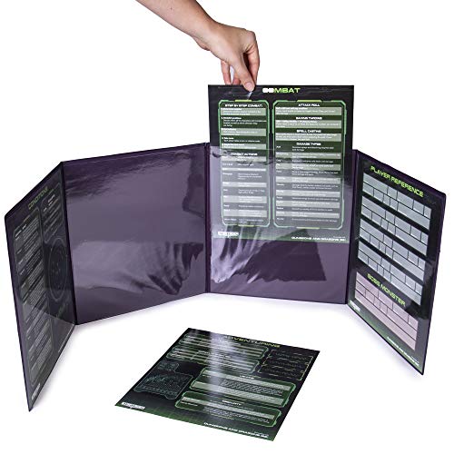 Stratagem The Master's Tome, 4 paneles personalizables GM pantalla con insertos gratis – borrado en seco, mazmorra & Game Master accesorio para campañas RPG de mesa (púrpura de Sci-fi)