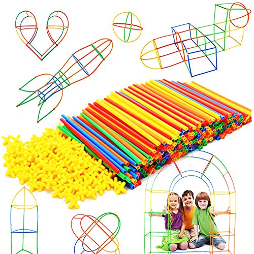 Straw Constructor Interlocking Plastic Enginnering Toys-Colorful Building Toys-Fun- Educational- Safe for Kids-Develops Motor Skills-Construction Blocks- Best Gift for Boys and Girls