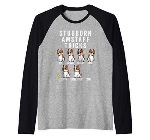 Stubborn American Staffordshire Terrier Tricks Perro Camiseta Manga Raglan