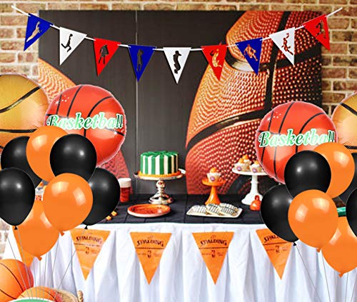 Suministros para la fiesta de baloncesto Baloncesto Cumpleaños Banner Cupcake Toppers Baloncesto Foil Globos para niños Baloncesto Deporte Tema Fiesta de cumpleaños Decoraciones