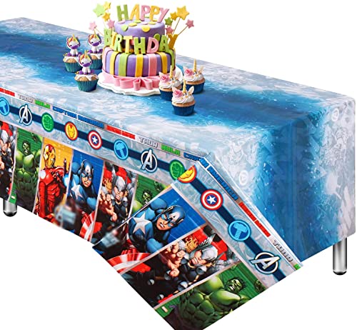 Super heroe Mantel - 1PCS 1,8 x 1,3m Suministros para Fiestas de Super heroe para Niños chico Decoración para Fiestas de Cumpleaños,Limpiabley,reutilizable