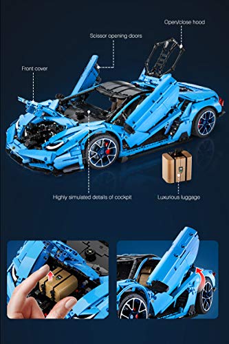 Supercoche Italiano Azul de 12 Cilindros 3842 Piezas (Compatible con Lego Technic) Moc Desinger Thijs de Boer C61041 CaDA Master C61041W