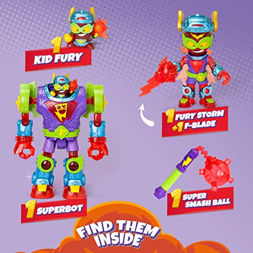 SUPERTHINGS Superbot Fury Storm – Robot articulado con Accesorios de Combate, 1 Kazoom Kid y 1 SuperThing exclusivos.
