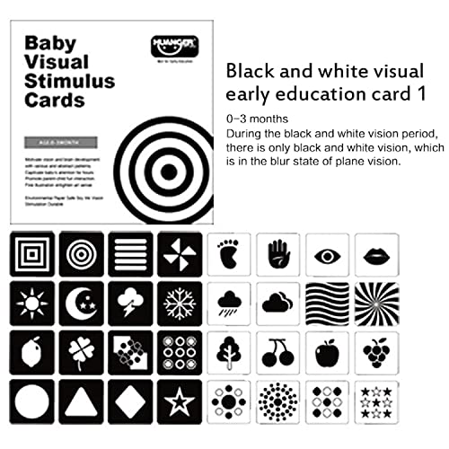 Sweetone Tarjetas Negras y Blancas para Bebés, 128 Piezas Imágenes de Tarjetas Flash Blancas y Negras Tarjetas Flash de Contraste para Estimulación Visual de Bebés Recién Nacidos,(0-36 Meses)