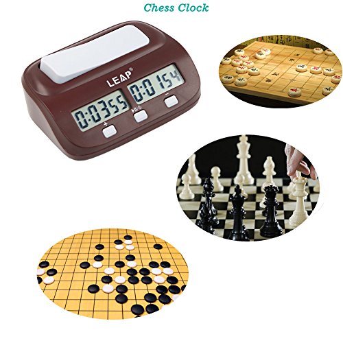T Tocas Reloj de ajedrez Digital Count UP / Down Reloj de ajedrez Bono de retraso, portátil (Brown)