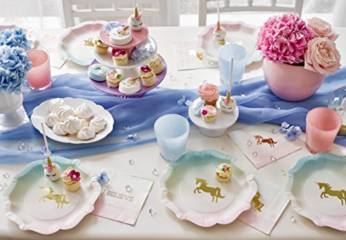 Talking Tables platos de colores pasteles con detalle de oro unicornio. Cartón