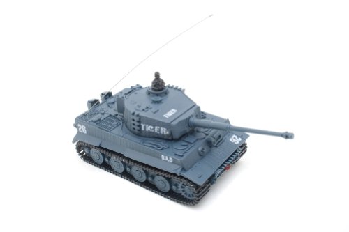 Tanque teledirigido Mini German Tiger I – Maqueta de tanque de batalla R/C con función de disparo, sonido y luz, escala 1:72 (1 x Mini RC tanque)