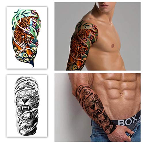Tatuajes Temporales de Brazo Completo, 8 Hojas y Medio Brazo, Tatuajes Falsos, 8 Hojas, Pegatinas de Tatuaje Extragrandes Impermeables para Hombres y Mujeres o Adultos