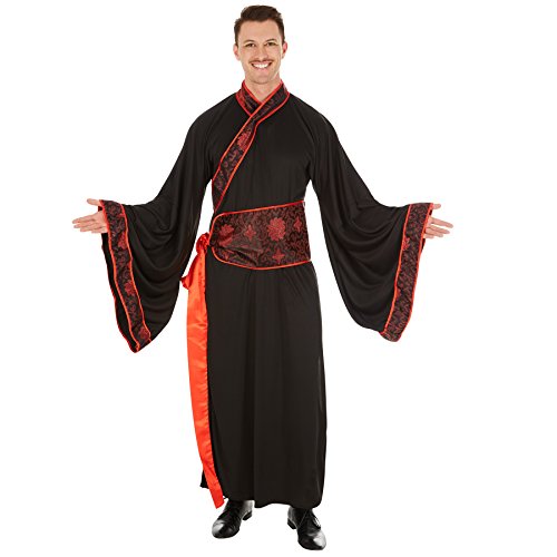 TecTake Disfraz de Chino Asiático para Hombre | Kimono Largo | Incl. Cinturón (S | No. 301040)