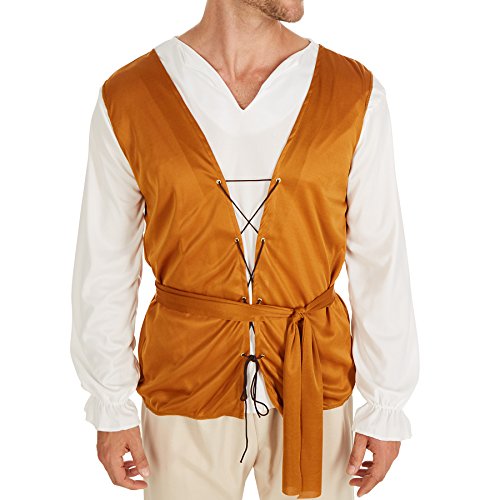 TecTake dressforfun Disfraz de Campesino de la Edad Media para Hombre | Camisa de Manga Larga, Chaleco y cómodos Pantalones (M | No. 301226)