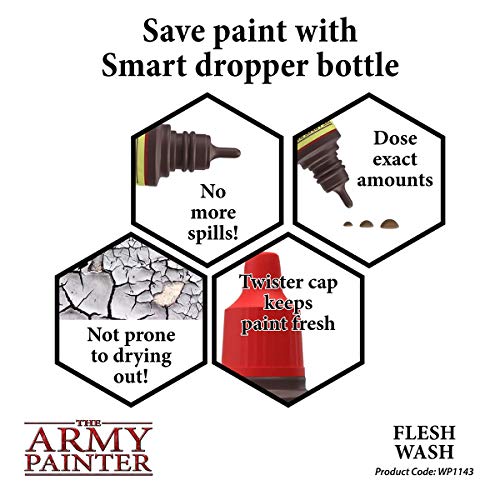The Army Painter Flesh Wash Warpaint - Pintura Acrílica a Base de Agua, No Tóxica, De Alta Pigmentación, para Pintar Miniaturas