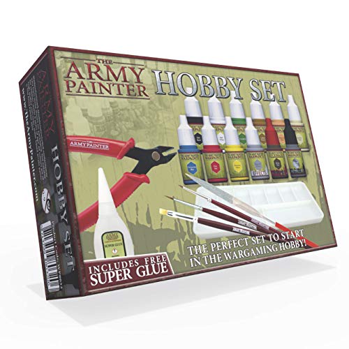 The Army Painter | Hobby Set 2019, 12 ml | 12 Pinturas Acrílicas | 3 Pinceles Hobby | Accesorios y Pegamento | Wargames | Juegos de Mesa | Pintura de Figuras Miniatura