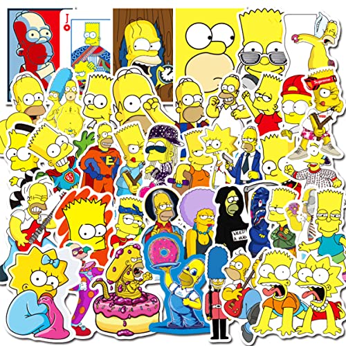 The Simpsons Pegatina-Tomicy 100 Piezas Pegatinas Los Simpsons Dibujos Animados Doodle Pegatina Impermeables Pegatina para Moto Laptop Coche Paquete de Pegatinas para Niños Pegatinas DIY Stickers