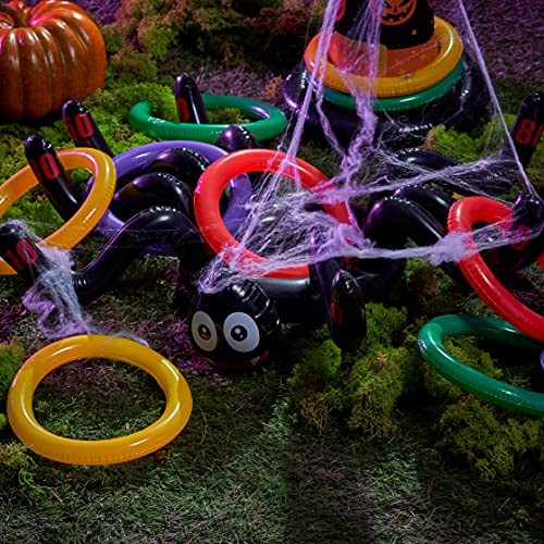 THE TWIDDLERS Juego De Lanzamiento De Anillos Inflables para Halloween de 14 Piezas con Araña Gigante y Sombrero de Bruja