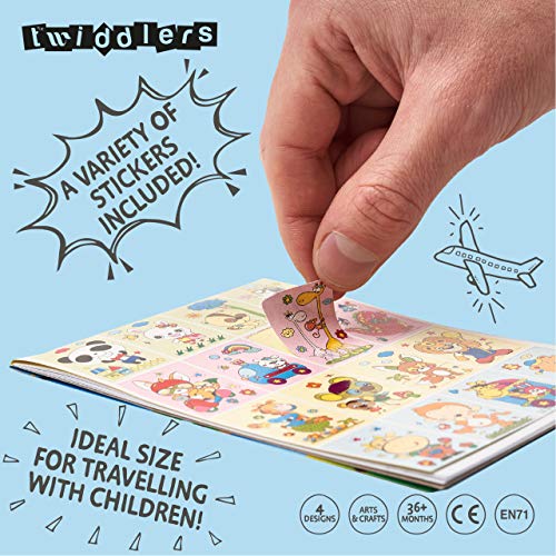 THE TWIDDLERS - Pack de 24 Mini Libros Educativos para Colorear más Pegatinas / Fiesta de Cumpleaños para Niños de 3 Años en Adelante /Compacto, Ligero y Portable