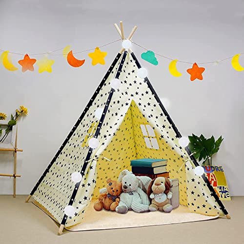 Tienda de campaña para niños plegable para niños y niñas con tapete de felpa para juegos para niños en interiores y exteriores (estrella)
