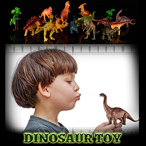 TOEY PLAY Dinosaurios Juguetes con 2 Árbol, 12 Piezas Juego de Figuras de Dinosaurio Realistas, Plásticos T-Rex, Spinosaurus, Dino World Playset, Educativo Juguete Regalos para 3 4 5 Niños Niñas