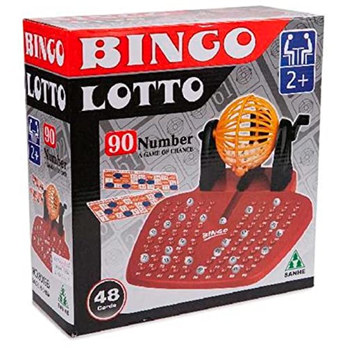 Toinsa - Bingo Manual Completo con 90 Bolas de números y 48 cartones para 2 o más Jugadores, Juego de Mesa, lotería, Dimensiones 29 x 28 x 11 cm
