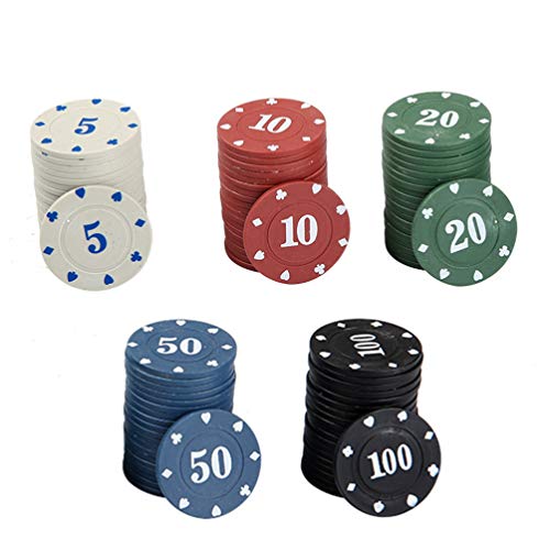 Tomaibaby 100Pcs Casino Chip de Póquer Juego de Fichas de Póquer Juego de Fichas de Bingo de Plástico Vegas Noches de Póquer Juguetes Contadores para Las Vegas Caja de Regalo Juego Contando