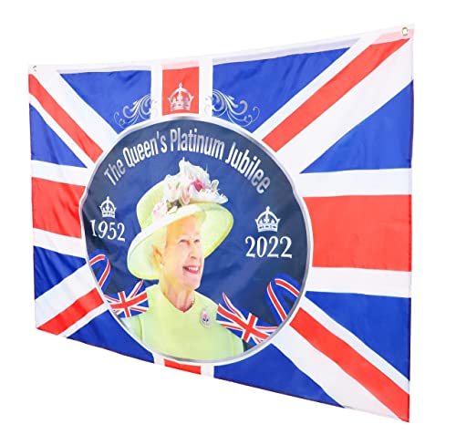 Toyland® 5 pies x 3 pies (150 cm x 91 cm) Queens Platinum Jubilee Union Jack Bandera con Su Majestad la Reina - Decoraciones británicas (BANDERA)