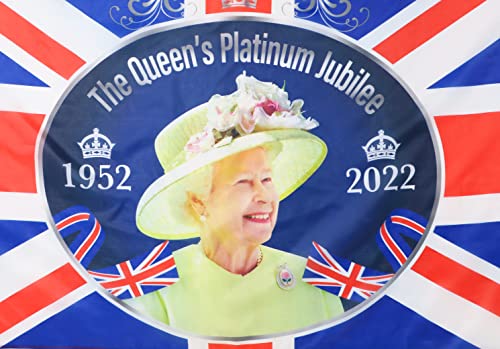 Toyland® 5 pies x 3 pies (150 cm x 91 cm) Queens Platinum Jubilee Union Jack Bandera con Su Majestad la Reina - Decoraciones británicas (BANDERA)