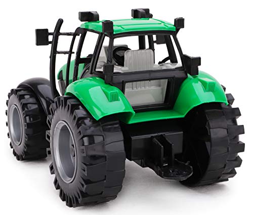 TOYLAND® Tractor agrícola con fricción Verde con Remolque - Boys Farm Toys